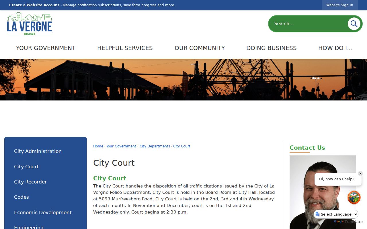 La Vergne City Court criminal records and citation information