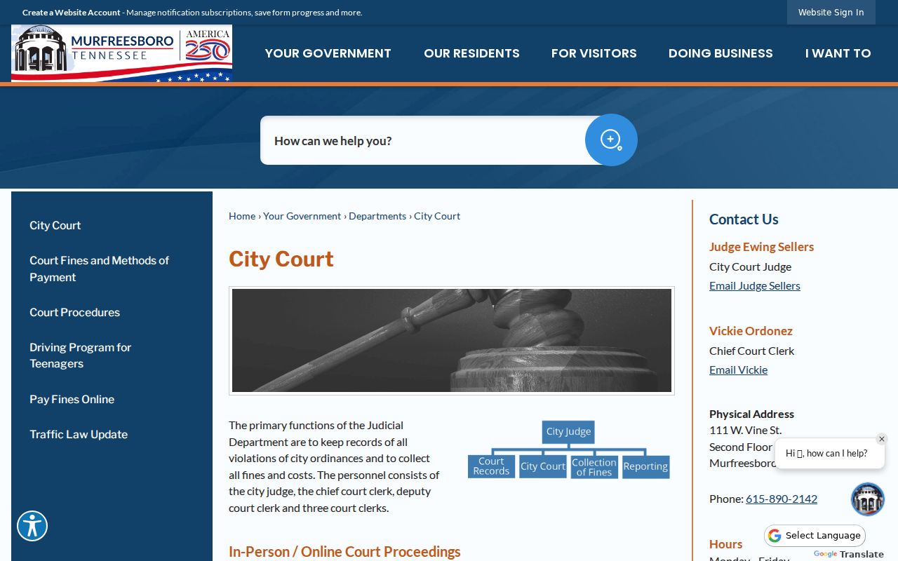 Murfreesboro criminal records information from City Court
