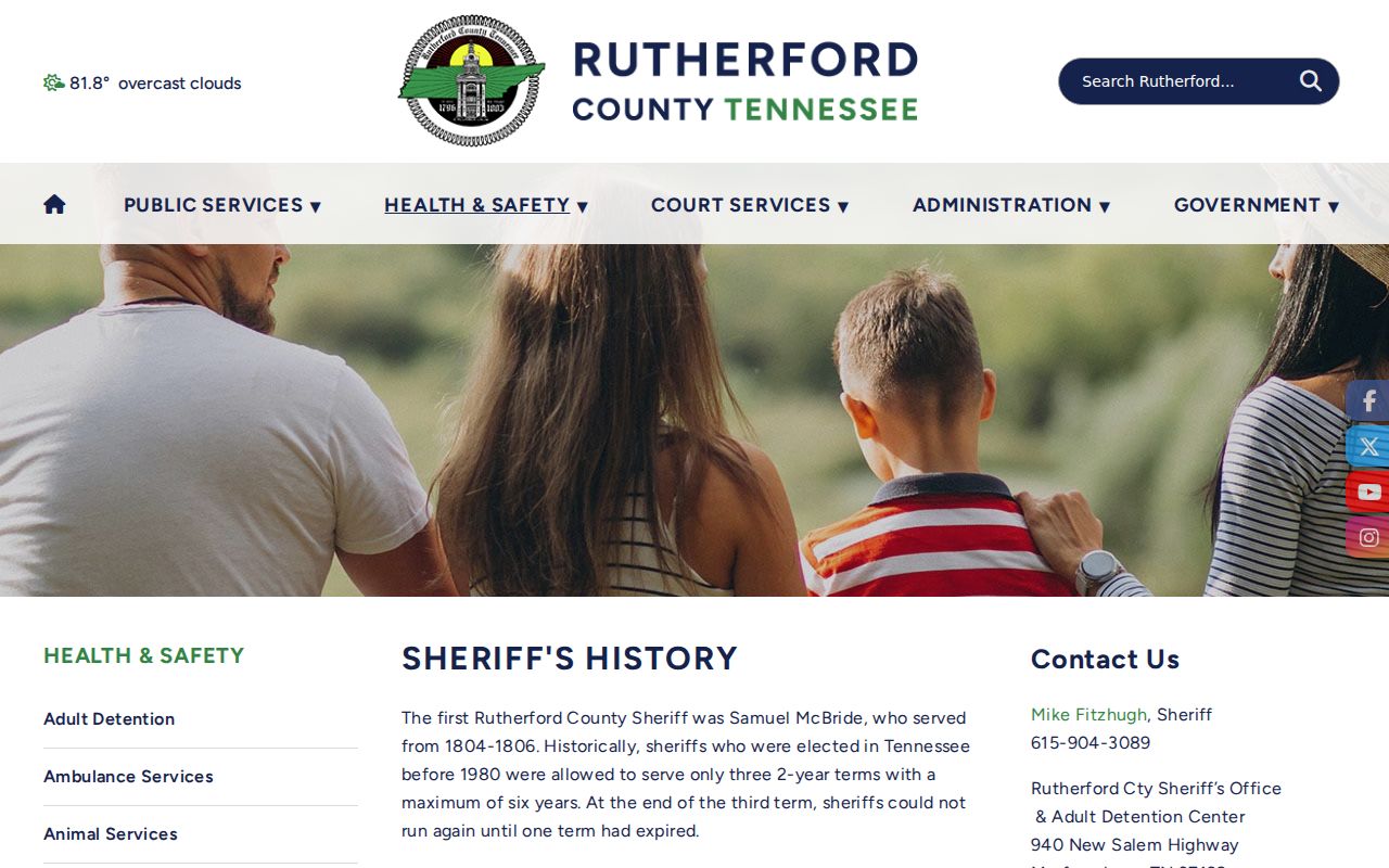 Rutherford County arrest booking facility history
