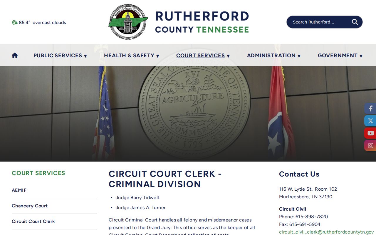 Rutherford County criminal court cases on the Circuit Criminal page