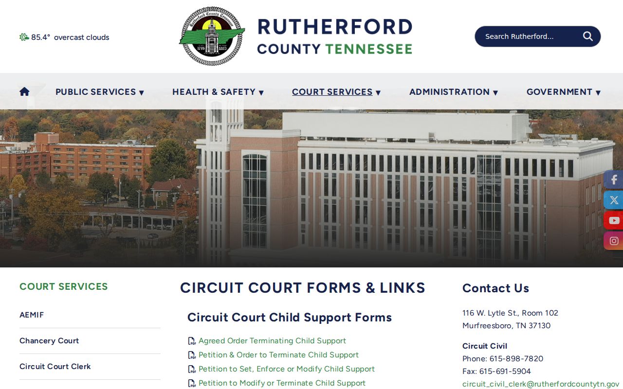Rutherford County criminal court case request and expungement forms