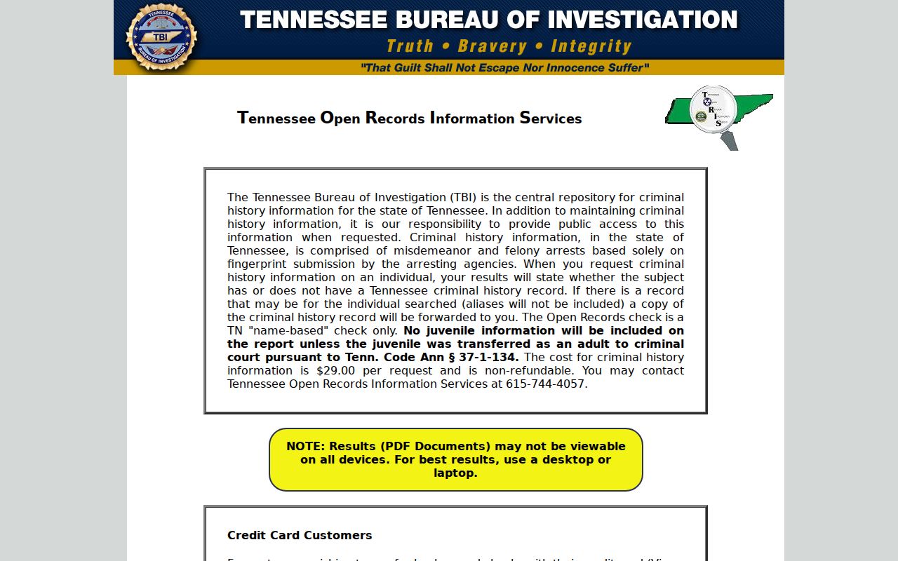 Rutherford County criminal history TORIS name check