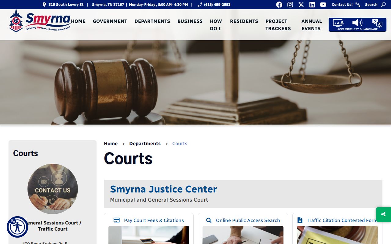 Smyrna Municipal Court criminal records information